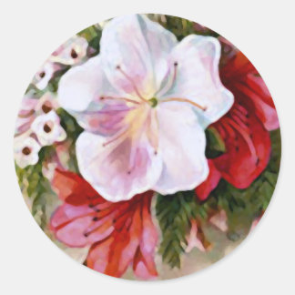 A Merry Christmas Vintage Flower Classic Round Sticker