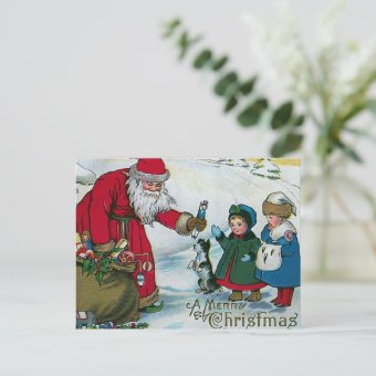 "A Merry Christmas" Vintage Holiday Postcard | Zazzle