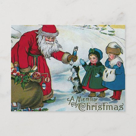 "a Merry Christmas" Vintage Holiday Postcard
