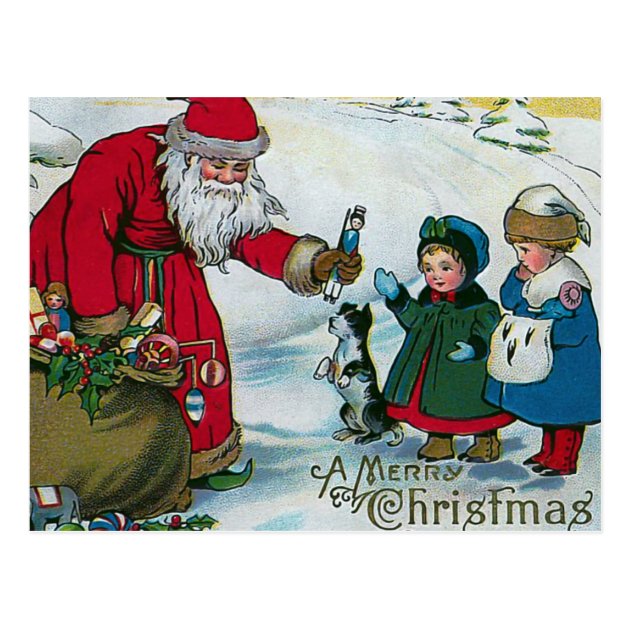 "A Merry Christmas" Vintage Postcard