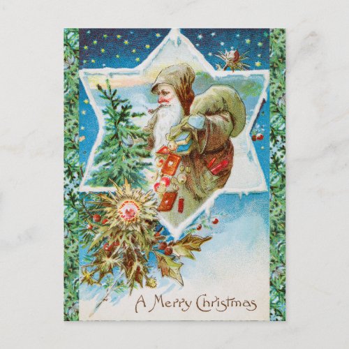 A MERRY CHRISTMAS _ VINTAGE SANTA CARD TISSUE PAPE