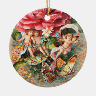 A Merry Christmas-Vintage Victorian era Postcard Ceramic Ornament