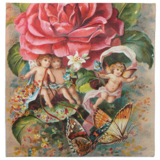 A Merry Christmas-Vintage Victorian era Postcard Cloth Napkin