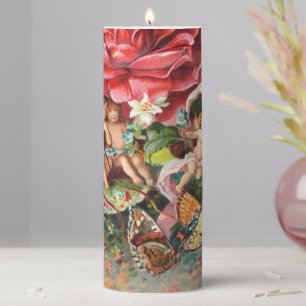 A Merry Christmas-Vintage Victorian era Postcard Pillar Candle
