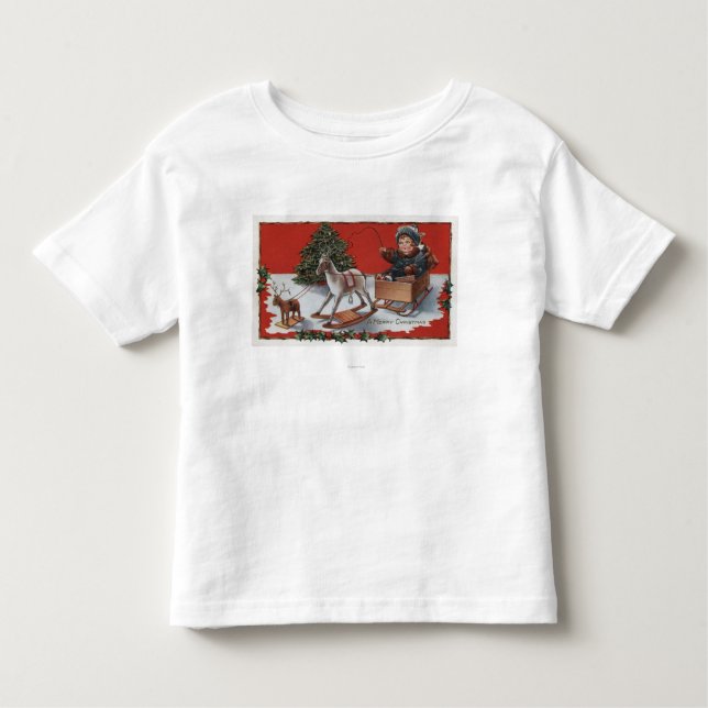A Merry ChristmasKid in a Soap-Box Sled Toddler T-shirt (Front)