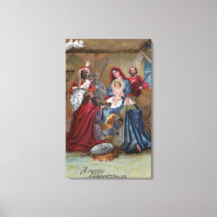A Merry ChristmasNativity Scene Canvas Print
