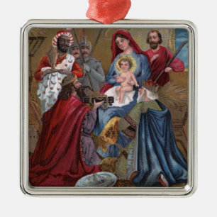 A Merry ChristmasNativity Scene Metal Ornament
