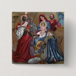 A Merry ChristmasNativity Scene Pinback Button