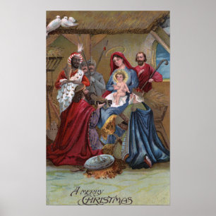 A Merry ChristmasNativity Scene Poster