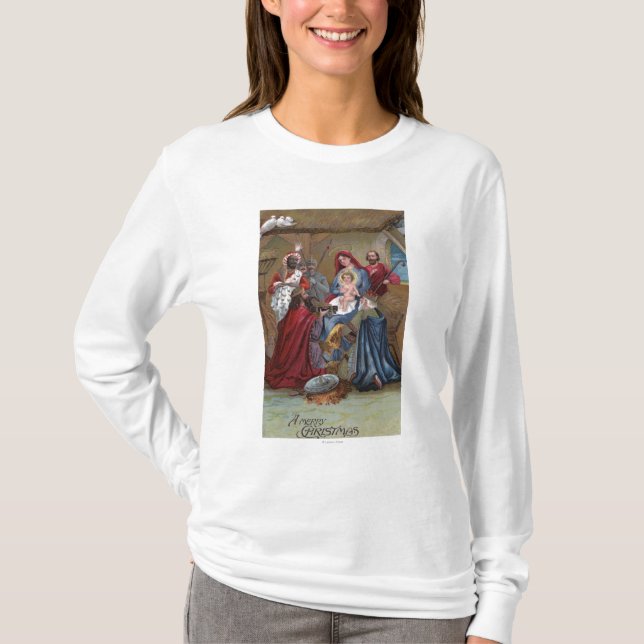 A Merry ChristmasNativity Scene T-Shirt (Front)