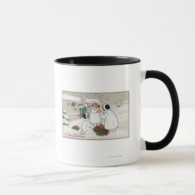 A Merry ChristmasPeople Holding Piglets Mug (Right)