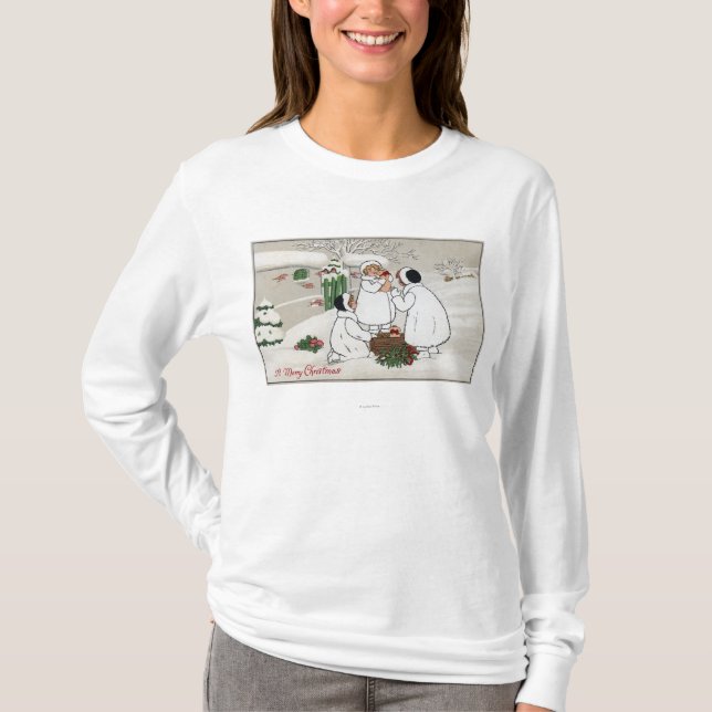 A Merry ChristmasPeople Holding Piglets T-Shirt (Front)