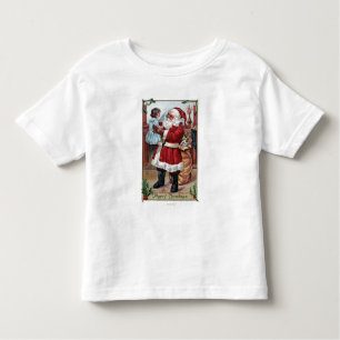 A Merry ChristmasSanta Holding Girl in Blue Toddler T-shirt