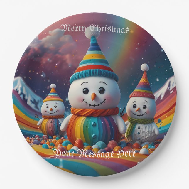 A Merry Festive Christmas Holiday  Paper Plates (Front)