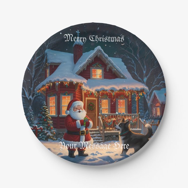 A Merry Festive Christmas Holiday  Paper Plates (Front)
