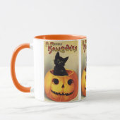 A Merry Halloween by Ellen Clapsaddle, Vintage Cat Mug (Left)
