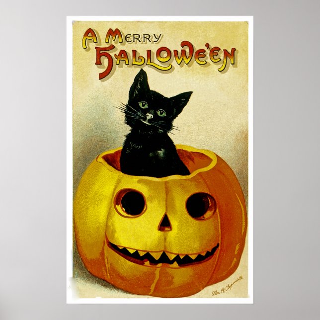 A Merry Halloween Kitten Poster (Front)