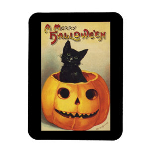 2 x 3 Vintage Halloween Fridge Toolbox Magnet Classic Children Cat Pumpkin Art