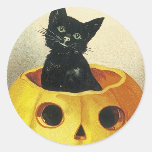 A Merry Haloween Kitten Classic Round Sticker