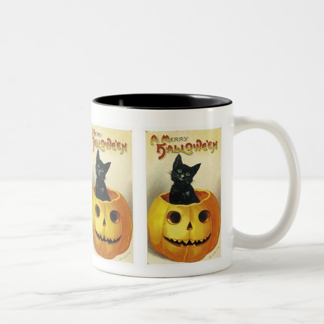A Merry Haloween Kitten Two-Tone Coffee Mug (Right)