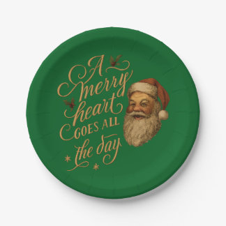 A merry heart goes all the day Santa Paper Plates