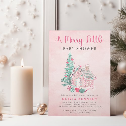 A Merry Little Baby Girl Baby Shower  Invitation