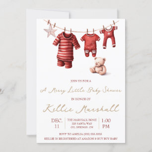 A Merry Little Baby Shower, Baby Clothesline Invitation