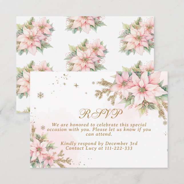 A merry Little Baby Shower Blush Winter RSVP card (Front/Back)