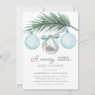 A Merry Little Baby Shower   Boy Baby Shower  Invitation