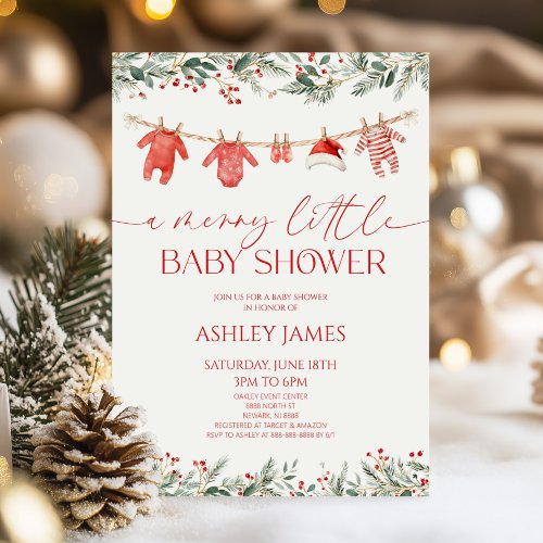 A Merry Little Baby Shower Christmas Baby Shower Invitation
