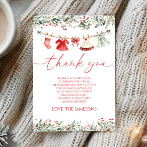 A Merry Little Baby Shower Christmas Baby Shower Thank You Card