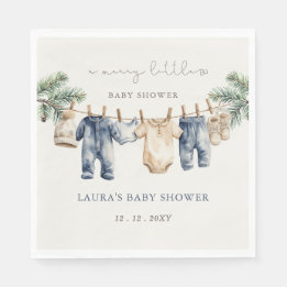 A Merry Little Baby Shower Christmas Boy Shower Napkins