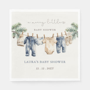 A Merry Little Baby Shower Christmas Boy Shower Napkins
