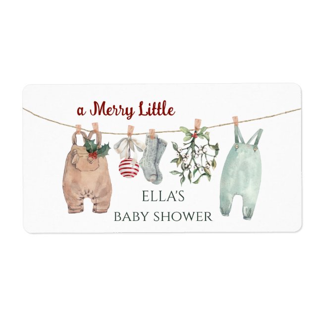 A Merry Little Baby Shower Christmas Clothes Label (Front)