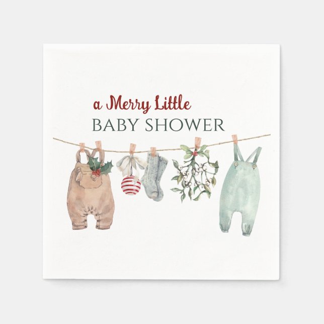 A Merry Little Baby Shower Christmas Clothes Napkins (Front)