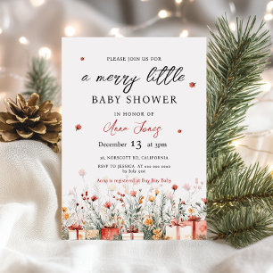 A Merry Little Baby Shower Christmas Florals Invitation