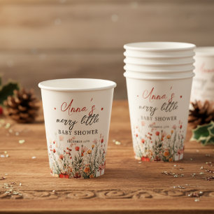 A Merry Little Baby Shower Christmas Florals Paper Cups