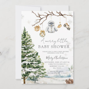 A Merry Little Baby Shower Christmas Snowflakes Invitation
