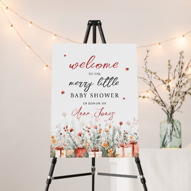 A Merry Little Baby Shower Christmas Welcome sign (In Situ (Stand))