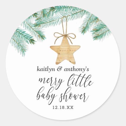 A Merry Little Baby Shower Classic Round Sticker