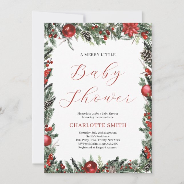 A Merry Little Baby Shower Invitation (Front)