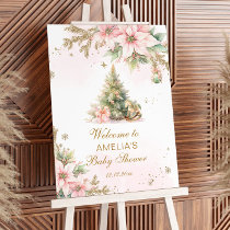 A merry Little Baby Shower pink Christmas Welcome Foam Board