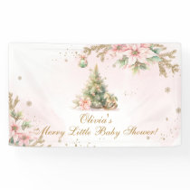 A merry Little baby shower pink Gold Christmas Banner