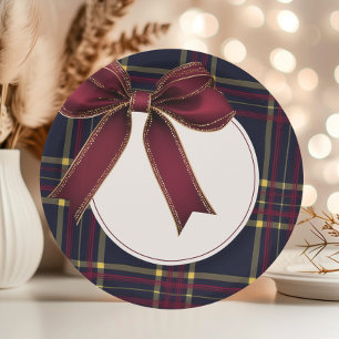 A Merry Little Baby Shower Red Bow Plaid Vintage Paper Plates