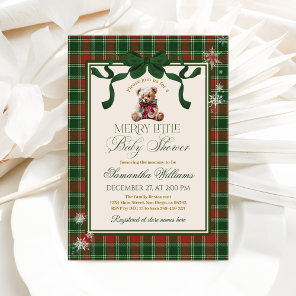 A Merry Little Baby Shower Teddy Bear Christmas Invitation
