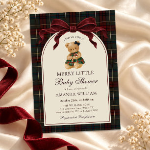 A Merry Little Baby Shower Teddy Bear Christmas Invitation