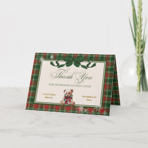 A Merry Little Baby Shower Teddy Bear Christmas Letterpress Thank You Card