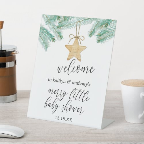 A Merry Little Baby Shower Welcome Pedestal Sign