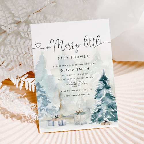 A Merry Little baby shower winter forest Invitation