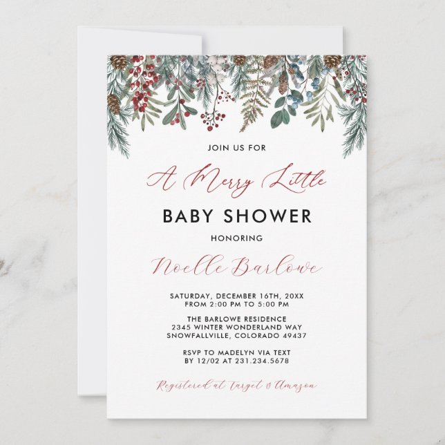 A Merry Little Baby Shower Winter Invitation (Front)